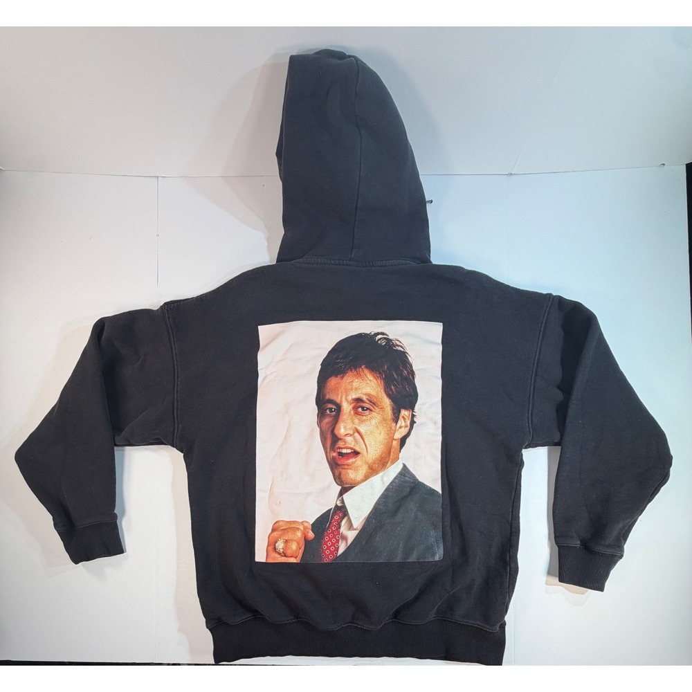 Scarface Al Pacino Tony Montana Black Graphic Hoodie Mens Medium Movie Promo